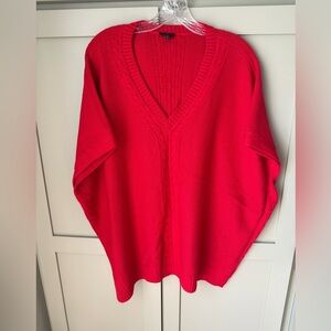 NWOT/EUC Talbots V-Neck Pullover Sweater Poncho in Red SZ S (P2P 31 inches)